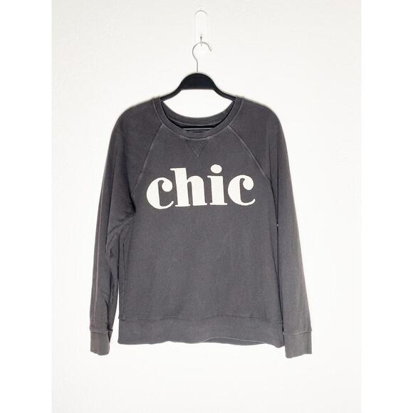 Sol Angeles X Anthropologie Women's Chic Graphic Sweatshirt Lagenlook Gray - Picture 3 of 8